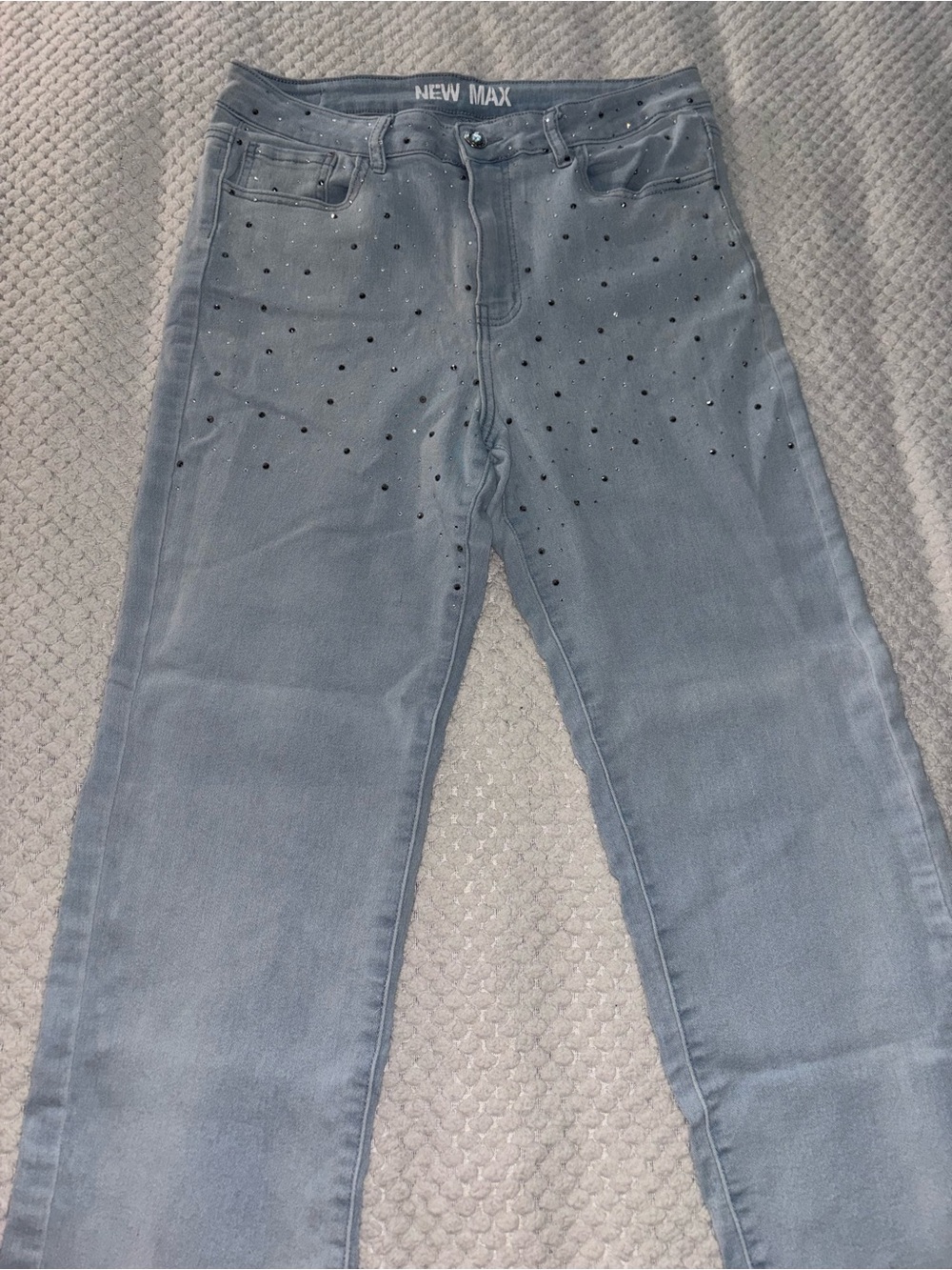 New Max Light Blue Rhinestone Jeans
